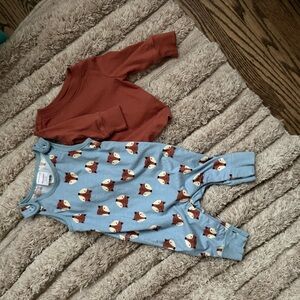 Hanna Andersson Fox Print Baby Romper Set